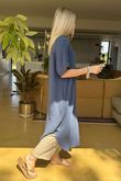 Made in Italy Paulo Pillow Cotton Shirt Dress Dark Denim /15 =